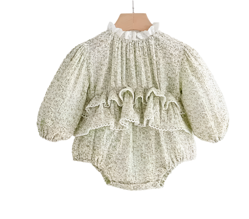 Gorgeous Poppy frill dreamy romper in green