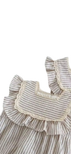 Load image into Gallery viewer, Frill stripe neutral romper

