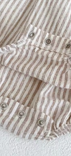 Load image into Gallery viewer, Frill stripe neutral romper
