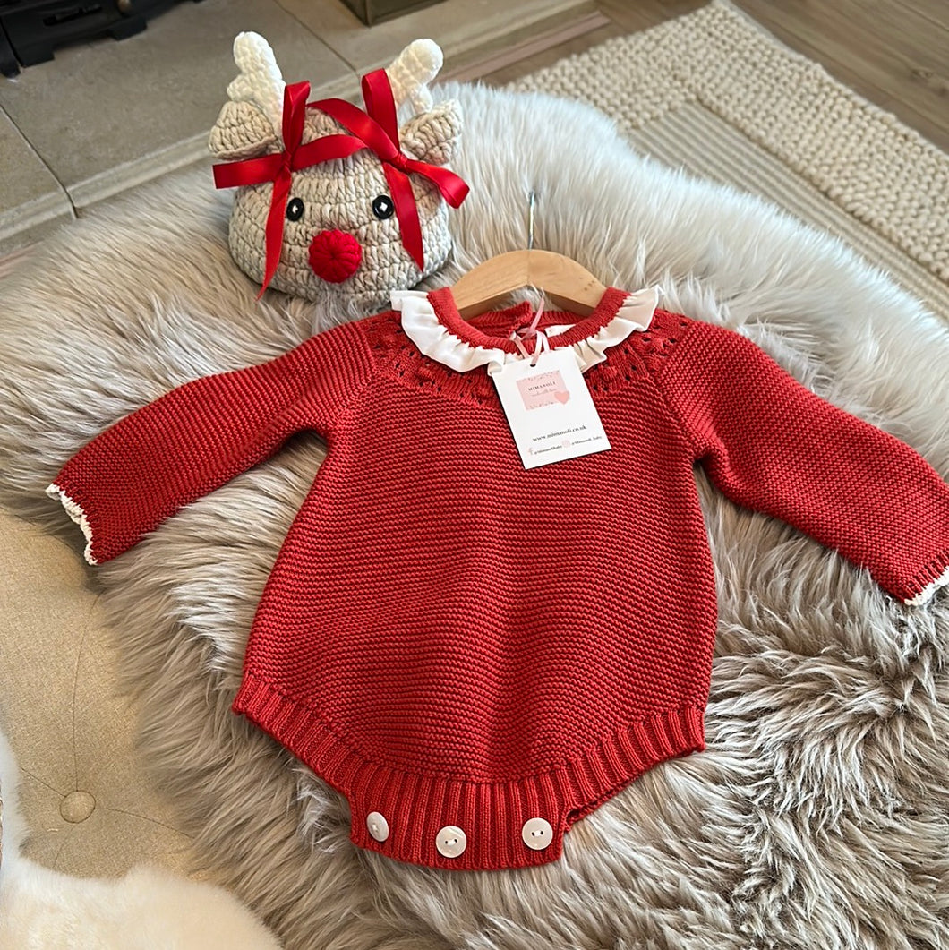 Red Laura knitted romper