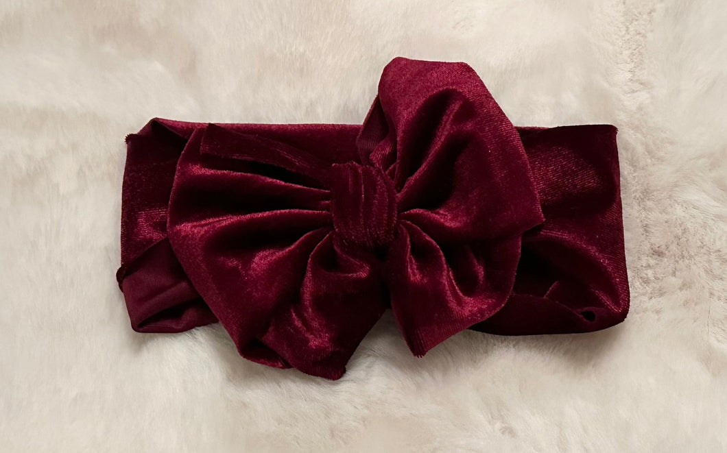Burgundy Red Christmas velvet headband