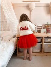 Load image into Gallery viewer, Chunky white cardigan with red hearts
