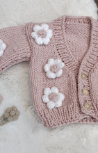 Load image into Gallery viewer, Chunky pink cardigan with white flowers
