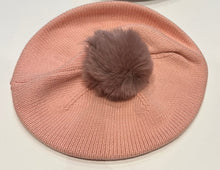 Load image into Gallery viewer, Knitted winter beret/Hat with faux pom pom
