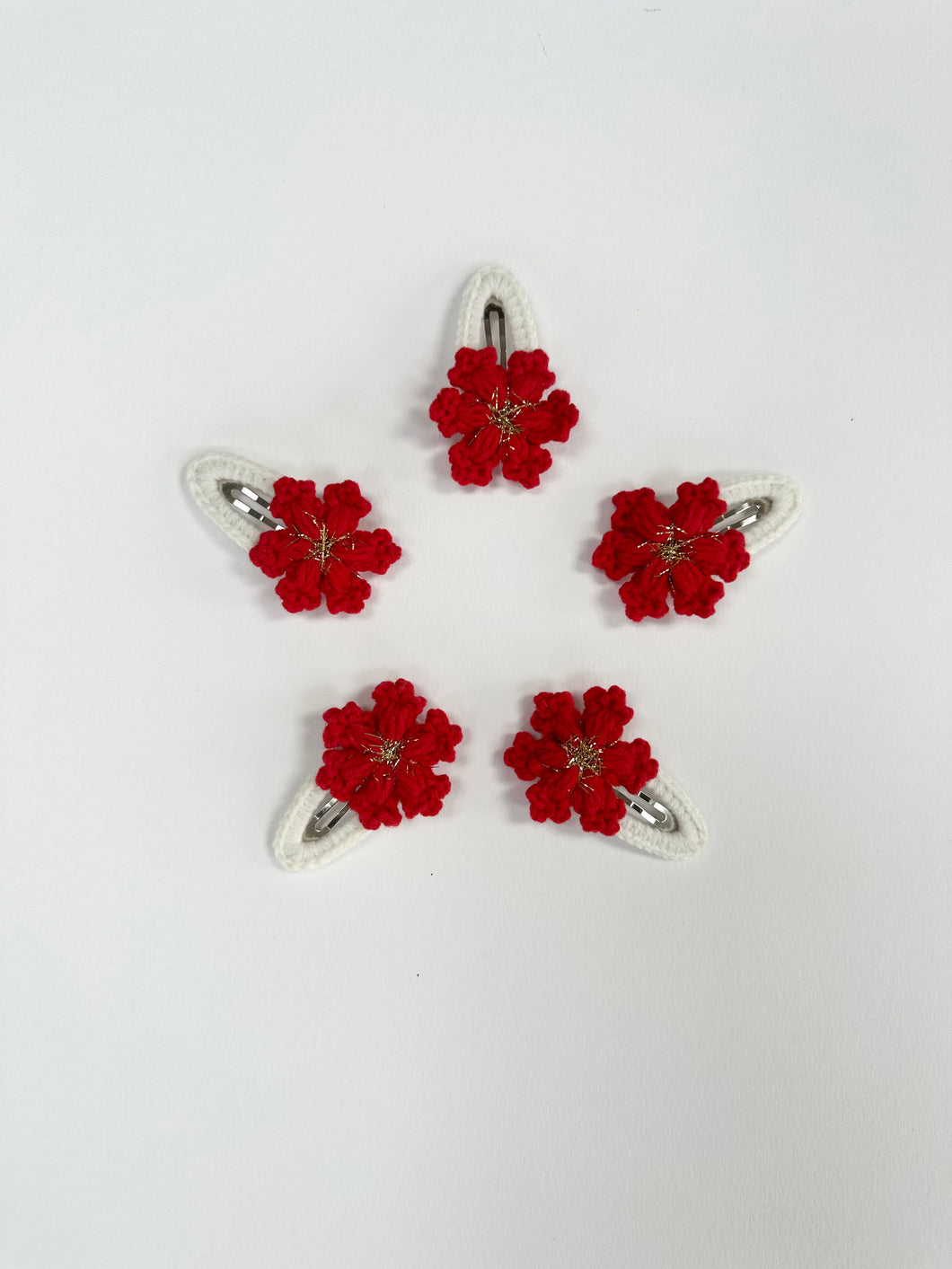 Christmas red and white hair clips