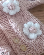 Load image into Gallery viewer, Chunky pink cardigan with white flowers
