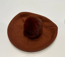 Load image into Gallery viewer, Knitted winter beret/Hat with faux pom pom
