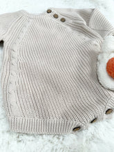 Load image into Gallery viewer, Beige knitted romper with wooden buttons
