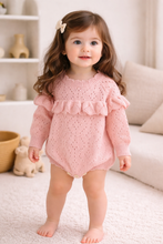 Load image into Gallery viewer, Pink Knitted Frill Romper

