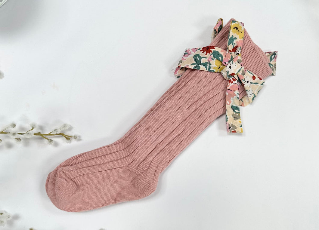 Pink floral soft socks