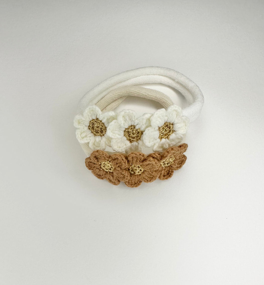 Camel flower crochet headband