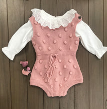 Load image into Gallery viewer, Pink Pom Pom knitted Romper
