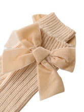 Load image into Gallery viewer, Beige baby knee socks with velvet bow
