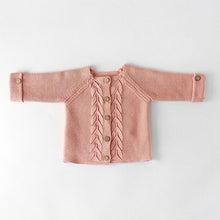 Load image into Gallery viewer, Pink knitted cardigan in a peachy pink
