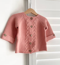 Load image into Gallery viewer, Pink knitted cardigan in a peachy pink
