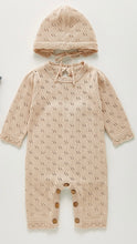 Load image into Gallery viewer, Tilly Beige Knitted Romper with Matching bonnet
