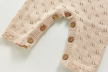 Load image into Gallery viewer, Tilly Beige Knitted Romper with Matching bonnet
