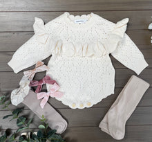 Load image into Gallery viewer, Cream Knitted Frill Romper
