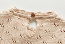 Load image into Gallery viewer, Tilly Beige Knitted Romper with Matching bonnet
