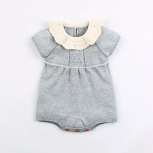 Load image into Gallery viewer, Grey frill neck knitted romper
