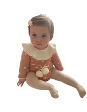 Load image into Gallery viewer, Dusky Pink and Cream Pom Pom Romper With Frill Collar
