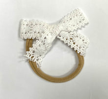 Load image into Gallery viewer, White and cream lace and Broderie Anglaise hair bands
