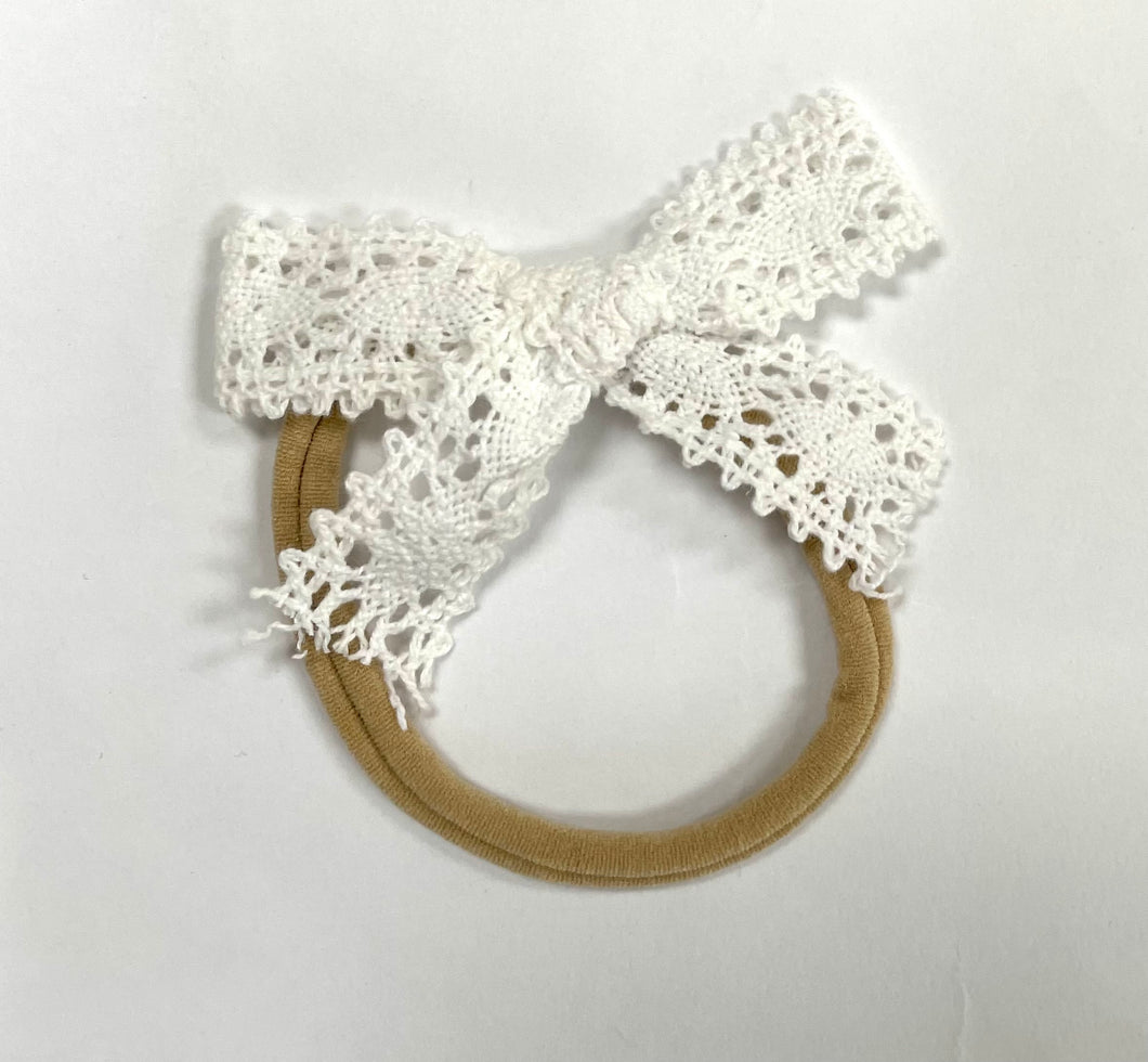 White and cream lace and Broderie Anglaise hair bands