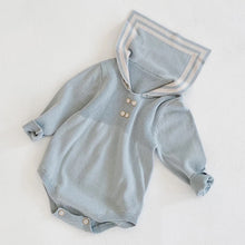 Load image into Gallery viewer, Little blue sailor romper with long sleeves
