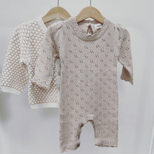 Load image into Gallery viewer, Tilly Beige Knitted Romper with Matching bonnet
